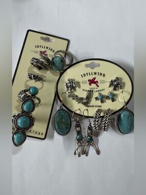 Idyllwind Turquoise Stone Earrings Set with Silver-Tone Accents